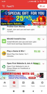 Fast71 app unlimited Paytm earning trick