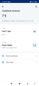 Fast71 app Payment Proof